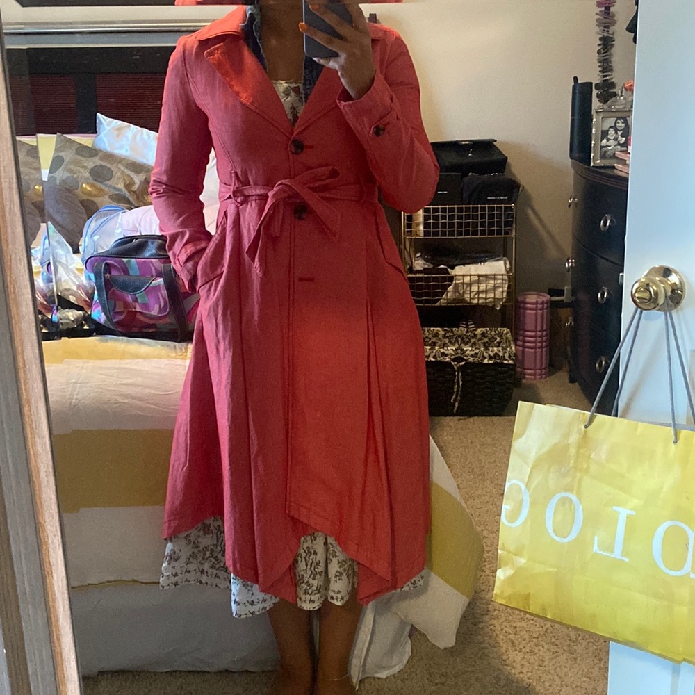 Anthropologie washed red trench coat